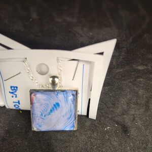 Hand Crafted Necklace Medallion Pendant 1" Square Pendant 925 Silver 20 " Chain